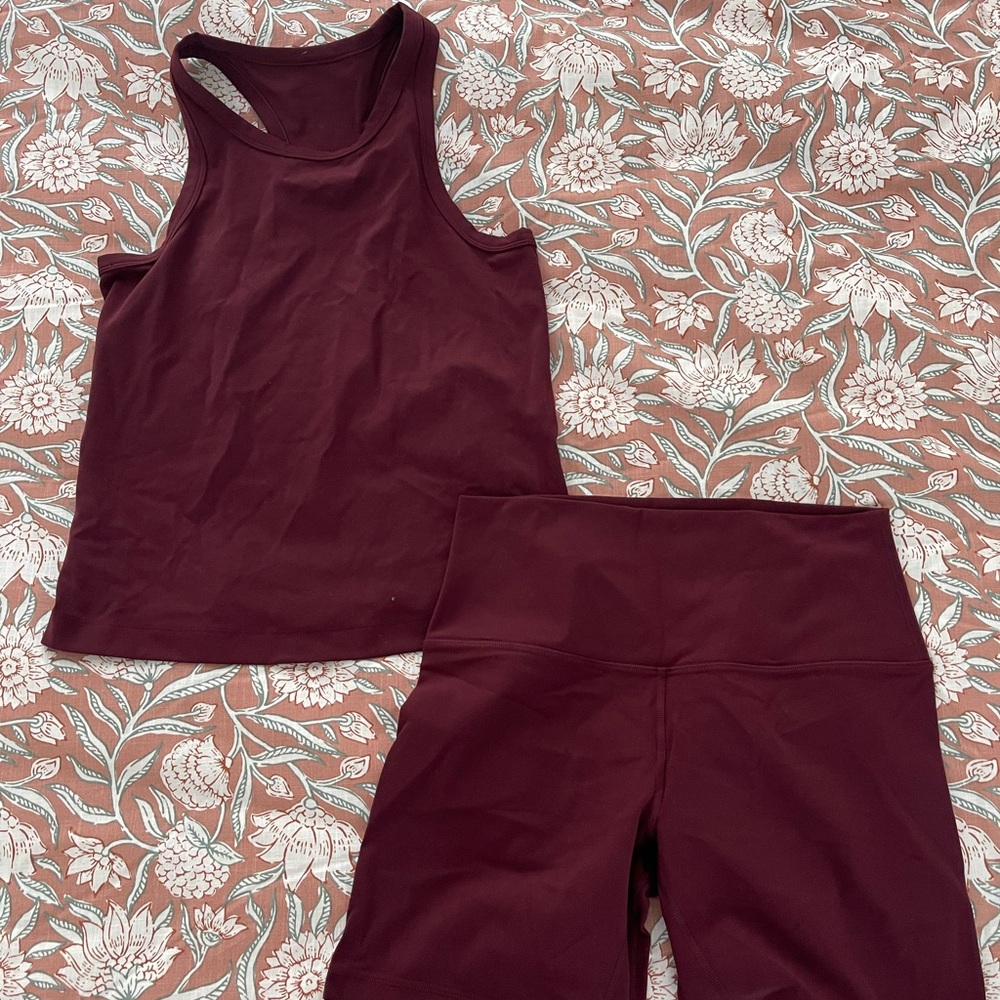 Lululemon Garnet Align Tank Top and Shorts Set